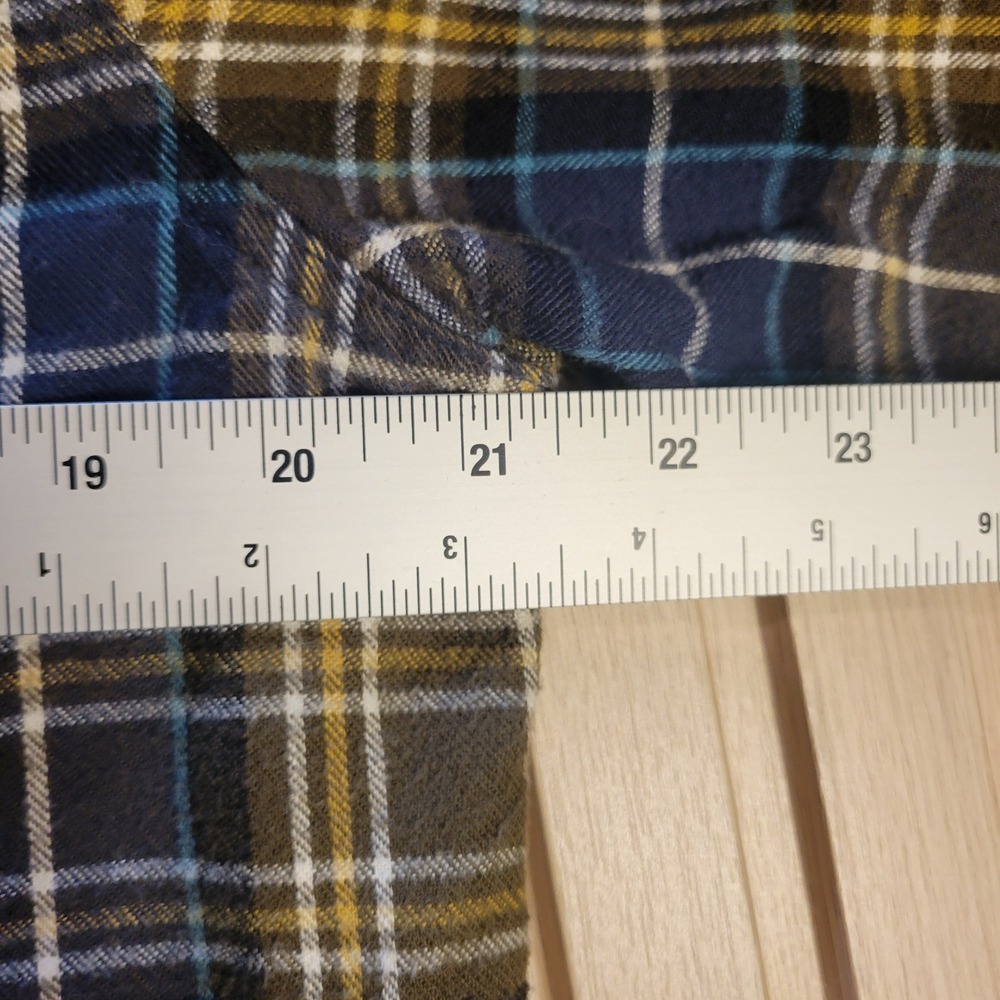 LL Bean Mens Flannel Shirt Medium Slightly Fitted Plaid Blue Green 298167 - Picture 7 of 13